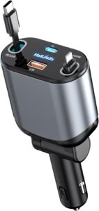 80W 4-in-1 Retractable Car Charger