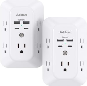 Addtam 5-Outlet Splitter with 4 USB