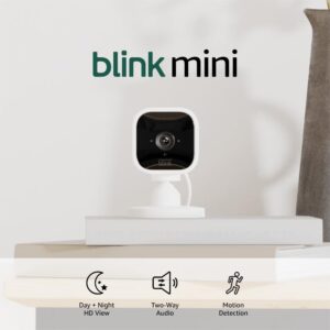 Blink Mini Compact Indoor Smart Security Camera 2-Pack - 1080p HD, Night Vision, Motion Detection, Two