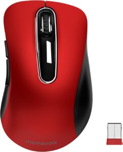 Memzuoix 2.4G Wireless Mouse, 1400 DPI, Red
