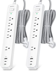 6Ft Power Strip with 2 USB C & 5 AC Outlets
