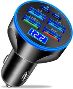 6-in-1 250W Car Charger with Voltage Display