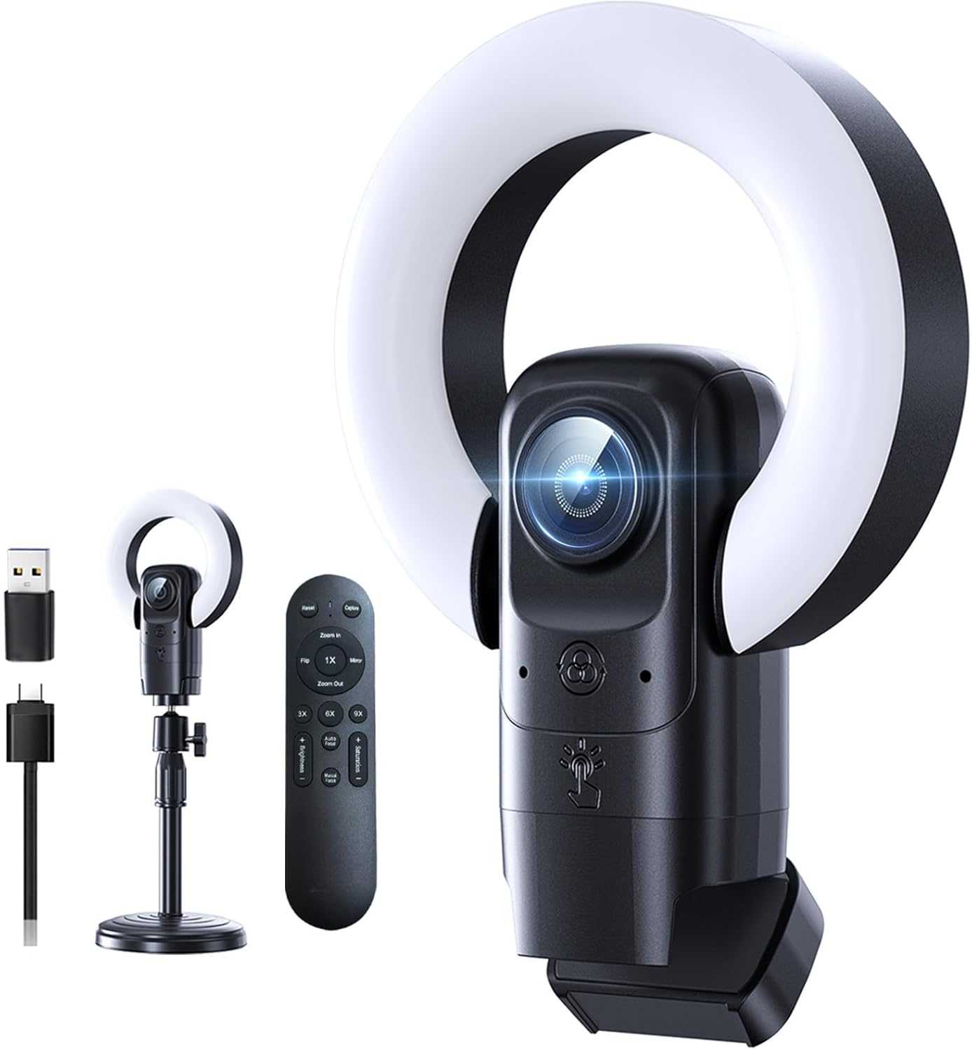 4K Webcam with Light & Auto-Focus