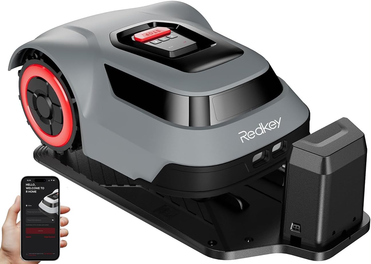 Redkey MGC1000 Robotic Lawn Mower for 0.25 Acre, 45% Slope, 70min Runtime, Auto Recharge, 590ft Boundary Wires, Precise Location & Breakpoint Detection