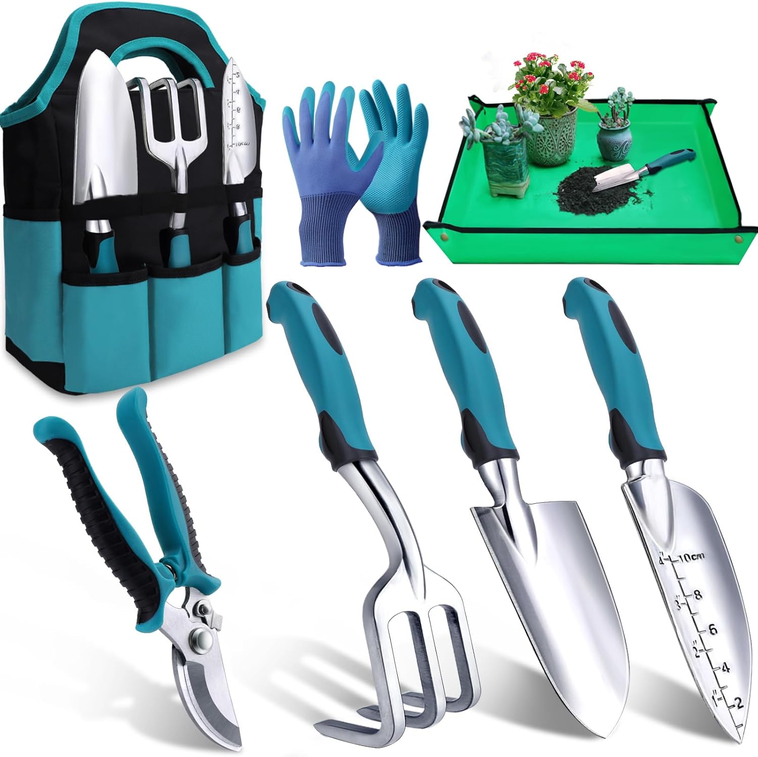 Kynup 7-Piece Gardening Tools Set with Rust-Proof Stainless Steel & Aluminum Alloy