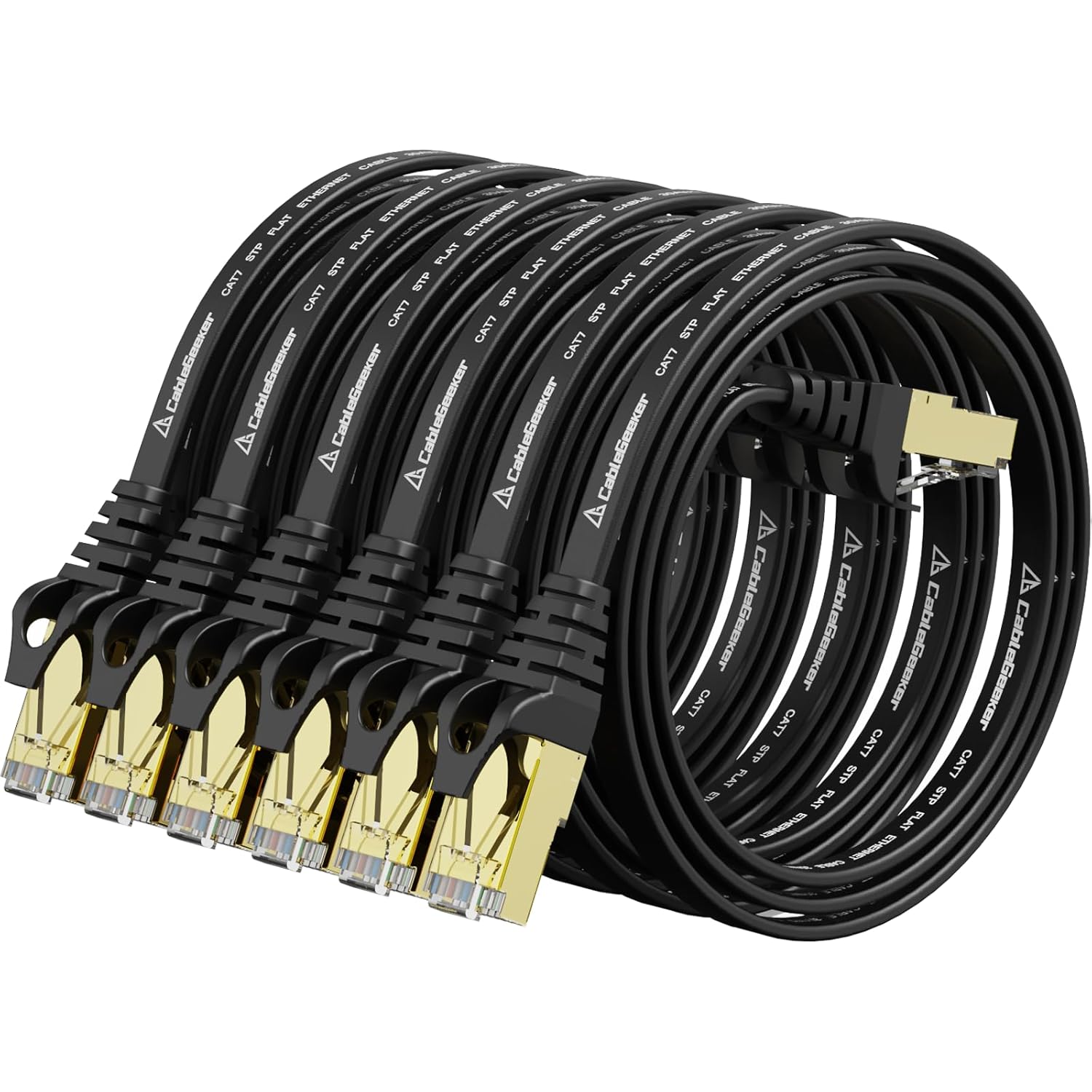 Cat 7 Flat Ethernet Cable 6-Pack, 1.5ft