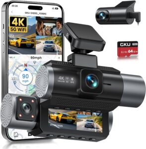 GKU 4K 3CH Dash Cam, GPS & WiFi