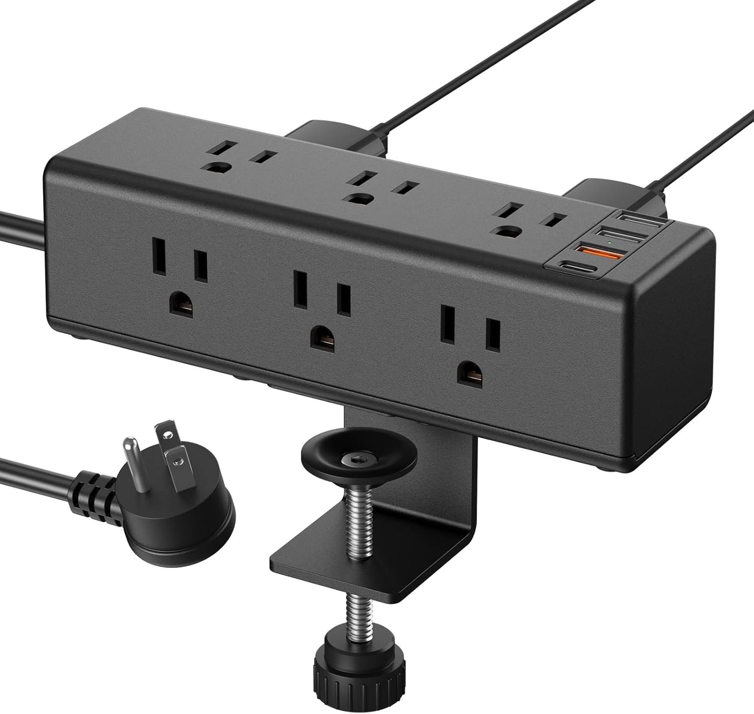 CCCEI 9-Outlet Desk Clamp Power Strip with Surge Protector and USB-A/USB