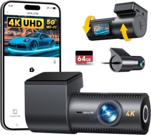 4K Front/Rear Dash Cam, 64GB, WiFi