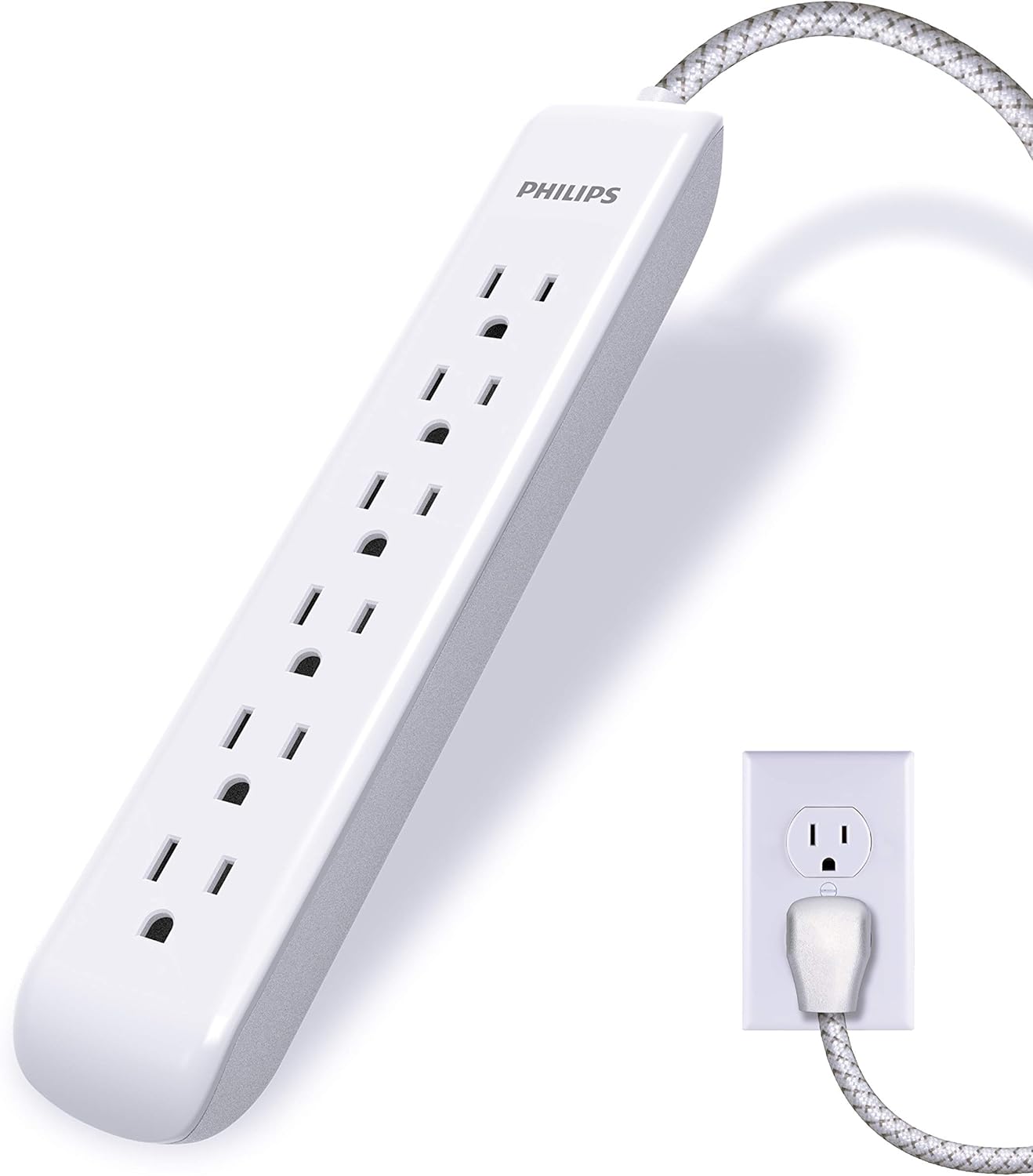 Philips 6-Outlet Surge Protector, 720J, White