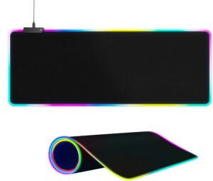 Large RGB Gaming Mouse Pad with 15 Light Modes & Touch Control - Extended Soft Keyboard Mat, Non