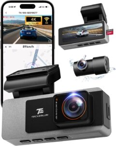 TECXLERON 4K Dual Dash Cam, 64GB Card