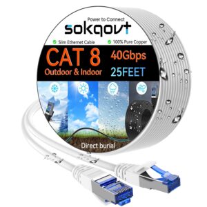 Cat8 Cable 25ft Outdoor Waterproof