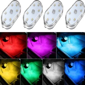 4Pcs Wireless LED Car Lights, 7 Colors