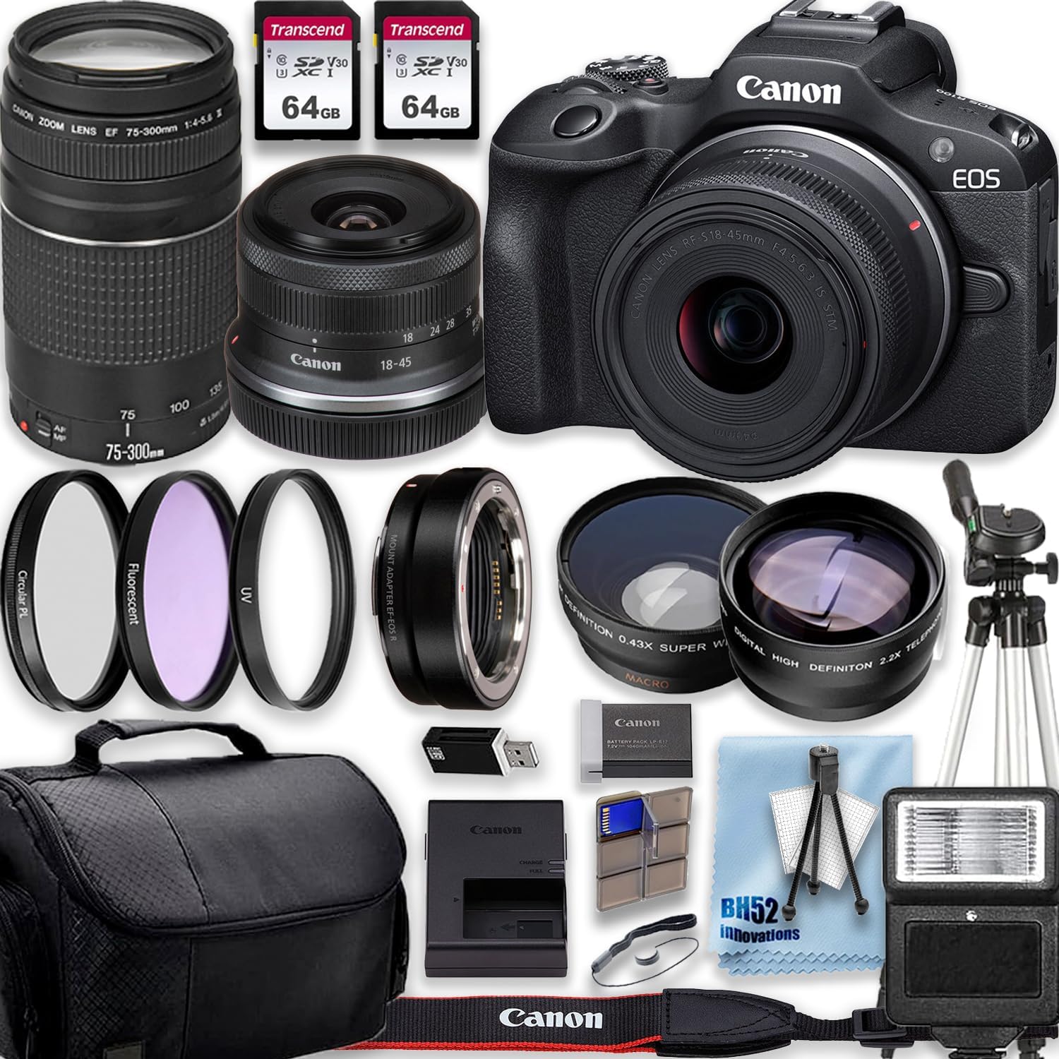 Canon EOS R100 Kit with Lenses & Bundle (Renewed)
