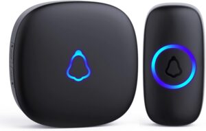 SECRUI Wireless Doorbell, Easy installation, Waterproof, Adjustable Volume, 58 Chimes, Colorful LED, 1000Ft Range, M520+F55, Black