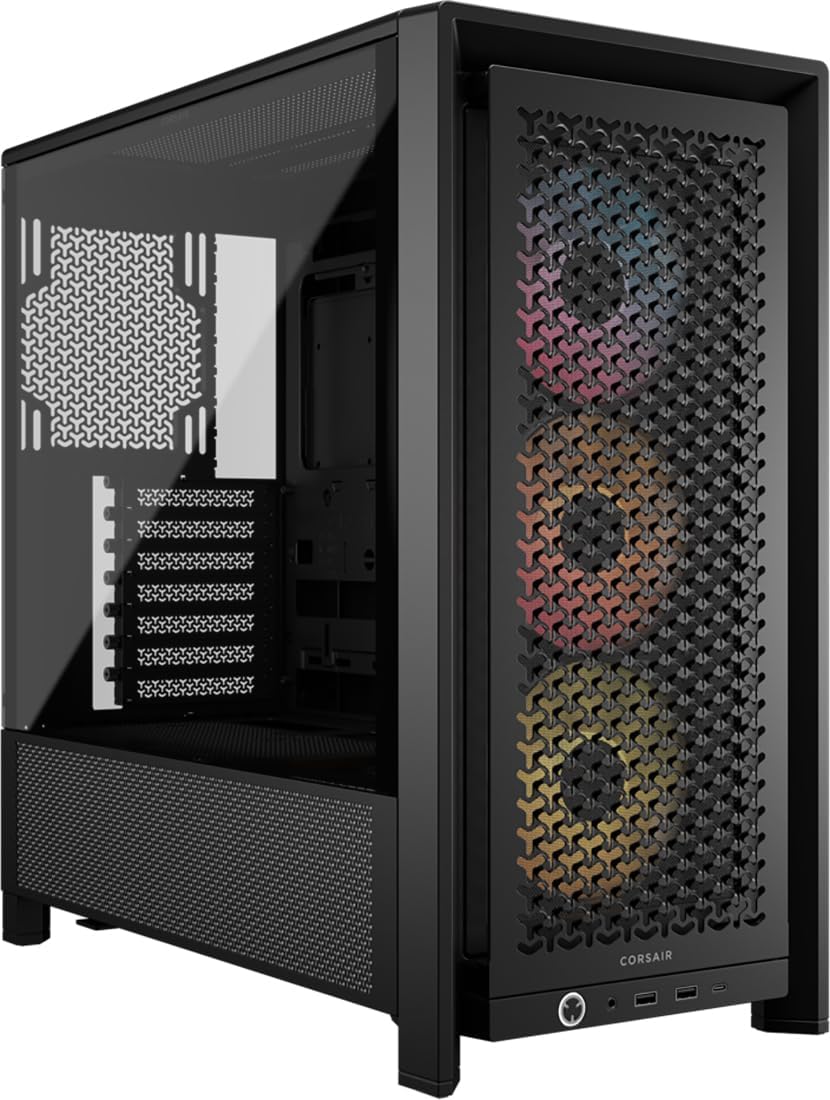 CORSAIR 4000D RS ARGB Modular Mid-Tower ATX Case - High Airflow, 3x Pre-Installed ARGB Fans, InfiniRail, Compatible with ASUS BTF, MSI Project Zero, Gigabyte Project Stealth