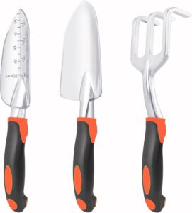 Heavy Duty 3-Piece Garden Tools Set with Aluminum Alloy Ergonomic Handles