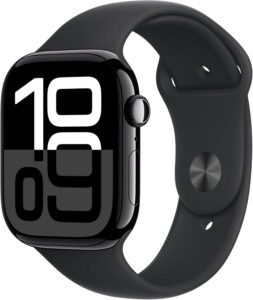 Apple Watch Series 10 [46mm GPS] Smartwatch, Jet Black Aluminum Case, Black Sport Band