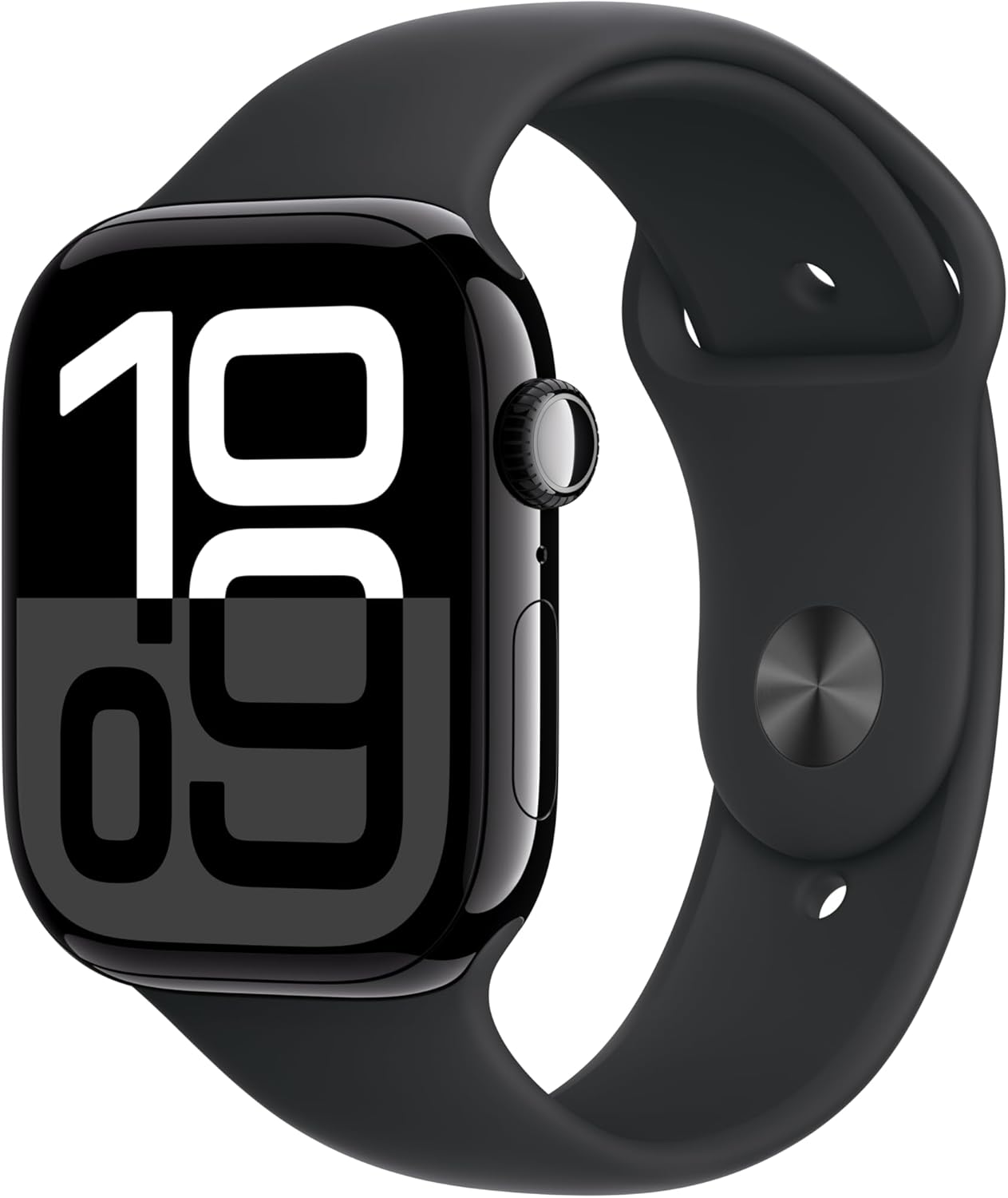 Apple Watch Series 10 [GPS 46mm] Smartwatch, Jet Black Aluminum Case, Black Sport Band - M/L. Fitness & ECG Tracker, Always
