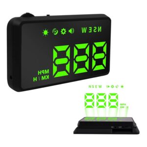 Car HUD with Speedometer Display, Automatic Brightness Adjustment, Speeding Alert & USB Plug & Play