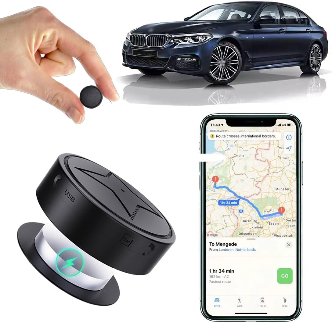 Vehicle GPS Tracker - No Monthly Fee Magnetic Car Locator with Free App