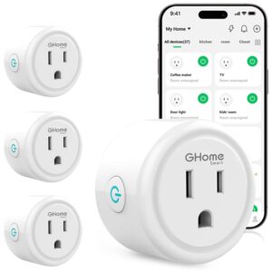 GHome Smart Plug, WiFi Smart Plugs Work with Alexa and Google Home, Smart Outlet Timer with APP Remote Control, 2.4GHz Wi-Fi Only, No Hub Required, ETL FCC Listed