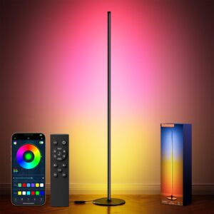 Luckystyle Smart RGB Corner Floor Lamp: Color Changing LED Floor Light with App, Remote, Music Mode & Timer for Living Room, Bedroom, Party