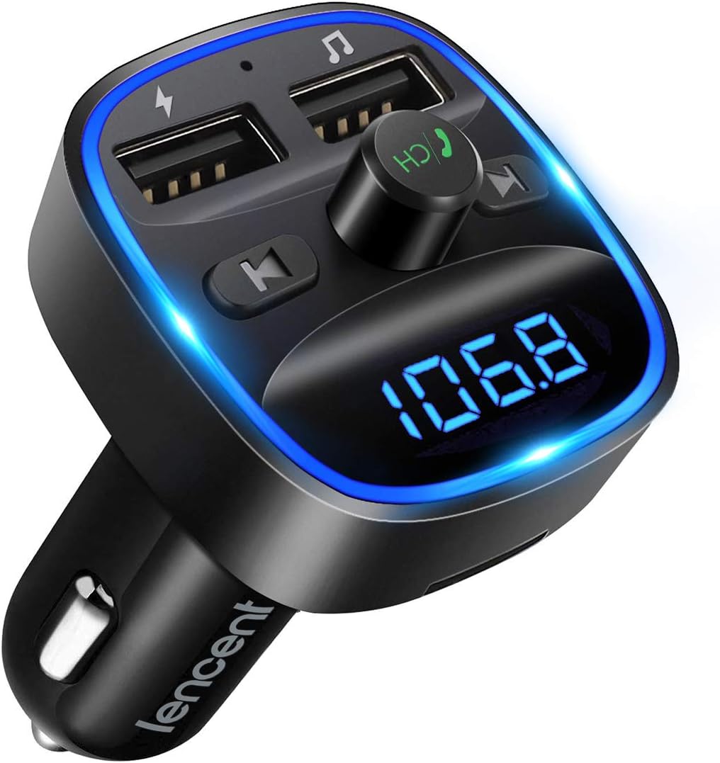 LENCENT Bluetooth FM Transmitter Car Kit with Dual USB Charging, Hands
