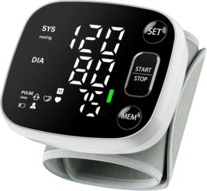 Oklar Rechargeable Wrist Blood Pressure Monitor with Voice, LED Display & Case