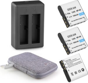 NP-40 Battery Pack, 1500mAh Rechargeable Battery 3-Pack with USB Dual Charger for Video Camera Camcorders Compatible with Casio NP