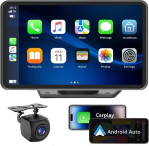 Wireless Apple CarPlay & Android Auto Portable Car Stereo with 7" Touchscreen, Bluetooth Voice Control, HD Screen, 1080p Backup Camera, GPS Navigation, Mirror Link