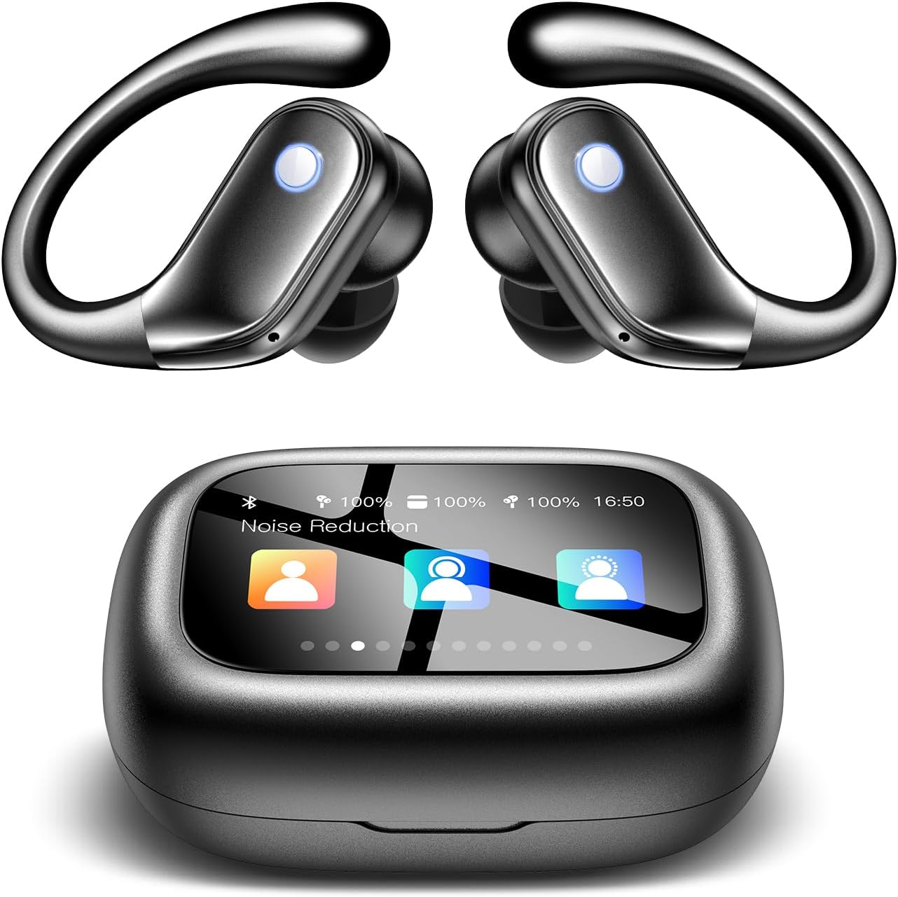 Wireless Earbuds with Touch Screen, Bluetooth 5.4, Bass Stereo Sound, 5 EQ Modes for Sports & Workouts