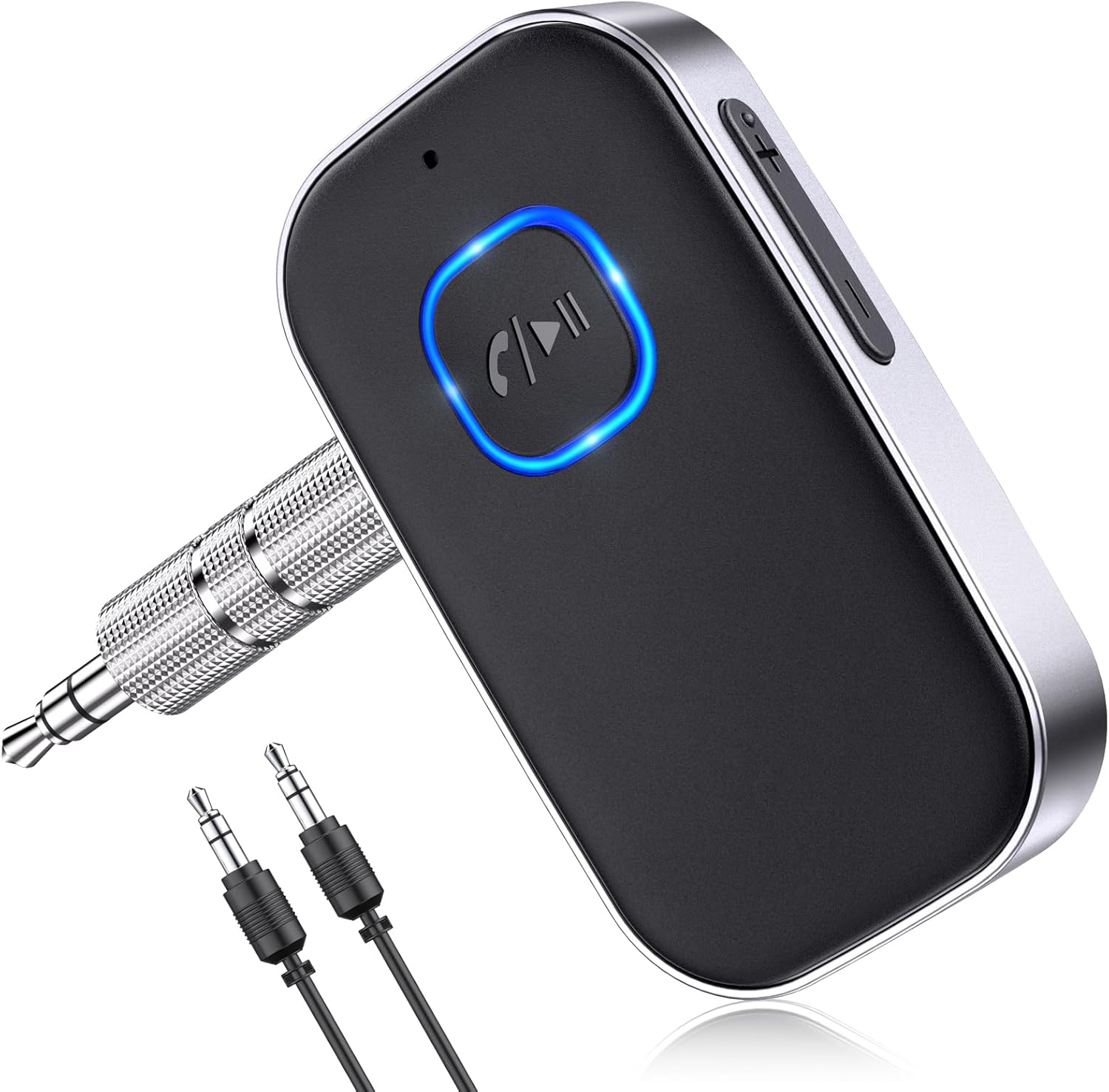 COMSOON Bluetooth Receiver for Car, Noise Cancelling 3.5mm AUX Wireless Audio Adapter for Home Stereo & Wired Headphones, Hands-Free Call, 16H Battery