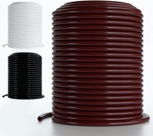 1/4 Inch Drip Irrigation Tubing, 50ft Flexible PVC Blank Distribution Hose for Gardening, Misting, Hydroponics & DIY Landscape Projects (Brown)