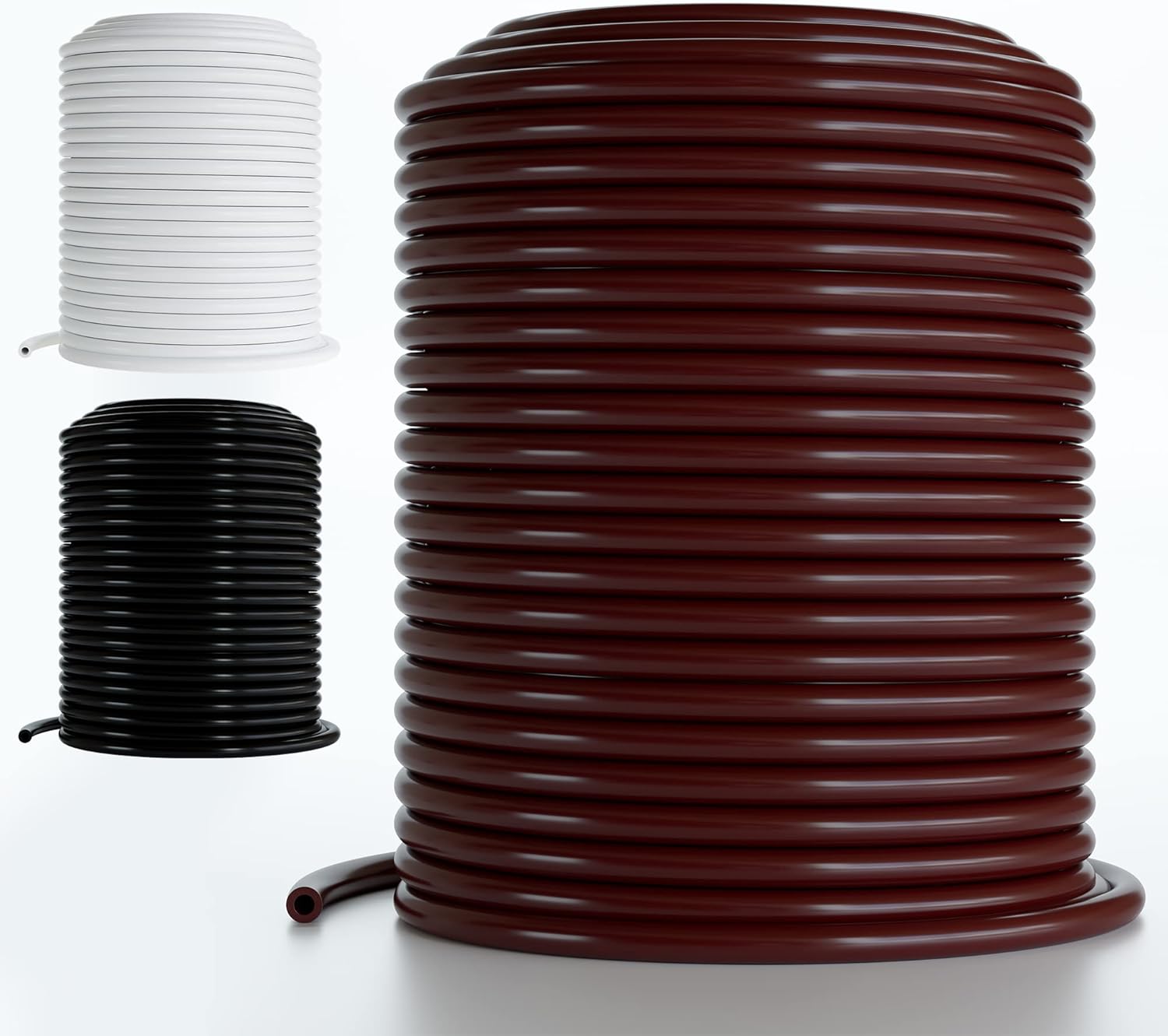 1/4 Inch Drip Irrigation Tubing, 50ft Flexible PVC Blank Distribution Hose for Gardening, Misting, Hydroponics & DIY Landscape Projects (Brown)