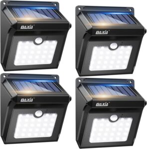 BAXIA TECHNOLOGY 400LM Solar Motion Sensor Lights - Wireless Outdoor Security Lighting for Garden, Garage, Steps (4