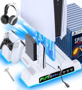PS5 Cooling Stand with LED Controller Charging Station and 3
