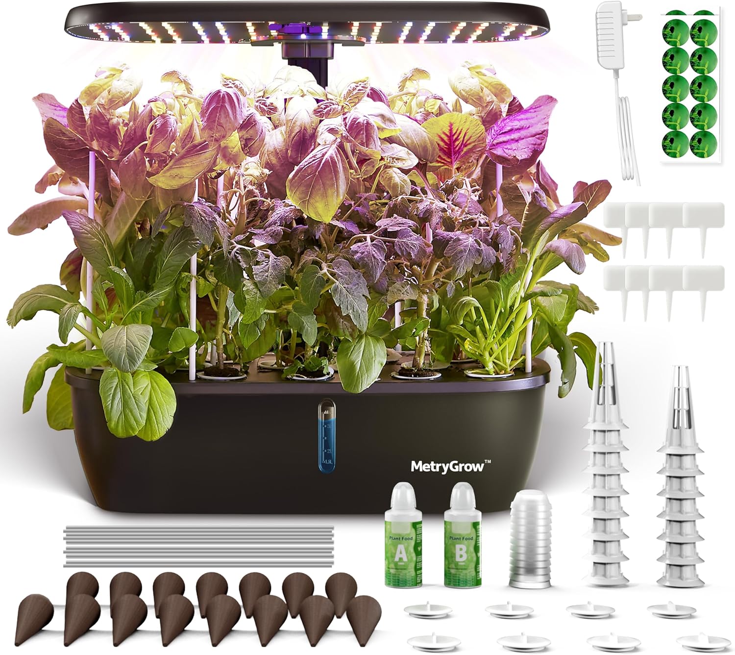 MG-15 Hydroponic Growing System Kits, Smart Indoor Garden with 24W Grow LED Light Full Spectrum, 15 Pods Herb Garden Planter Indoor Gardening for Gifts, Kitchen