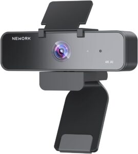 4K AI Webcam with Auto Tracking, Gesture Zoom, Noise