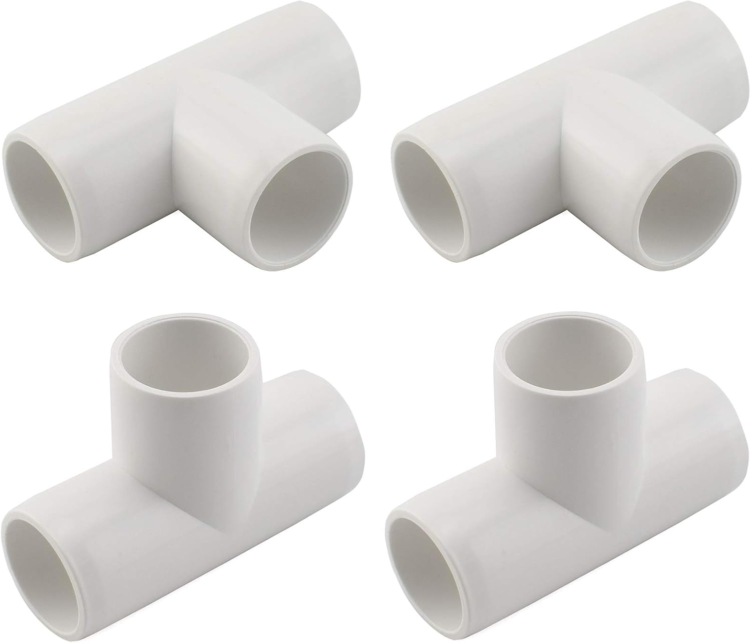 3/4 Inch PVC Tee Fitting 4-Pack - Furniture Grade 3