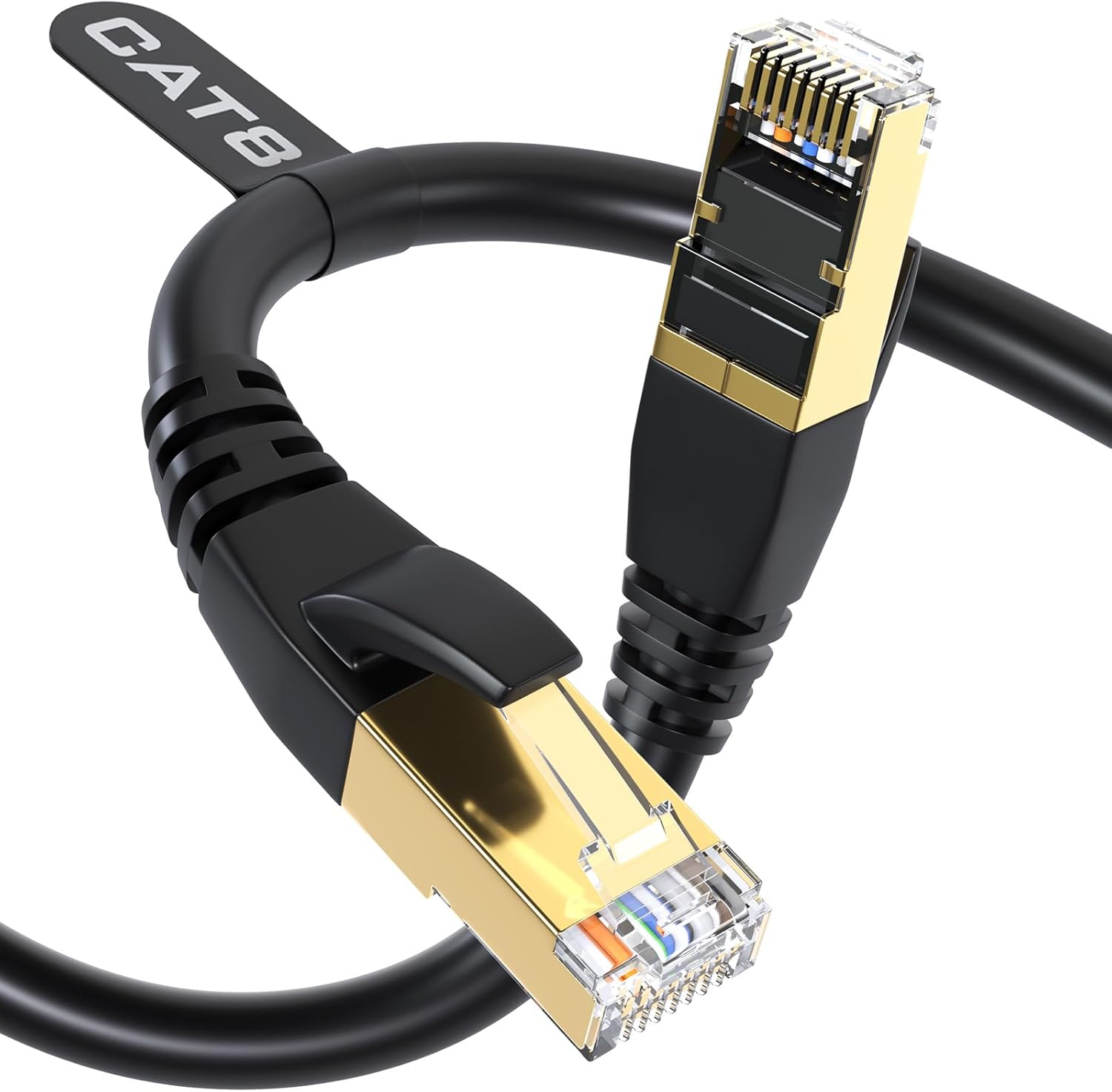 DbillionDa Cat8 Ethernet Cable 6FT Heavy Duty Outdoor & Indoor, 26AWG 2000Mhz High Speed, Weatherproof F/FTP UV Resistant with Gold Plated RJ45 Connector for Gaming, PC, Router, Modem
