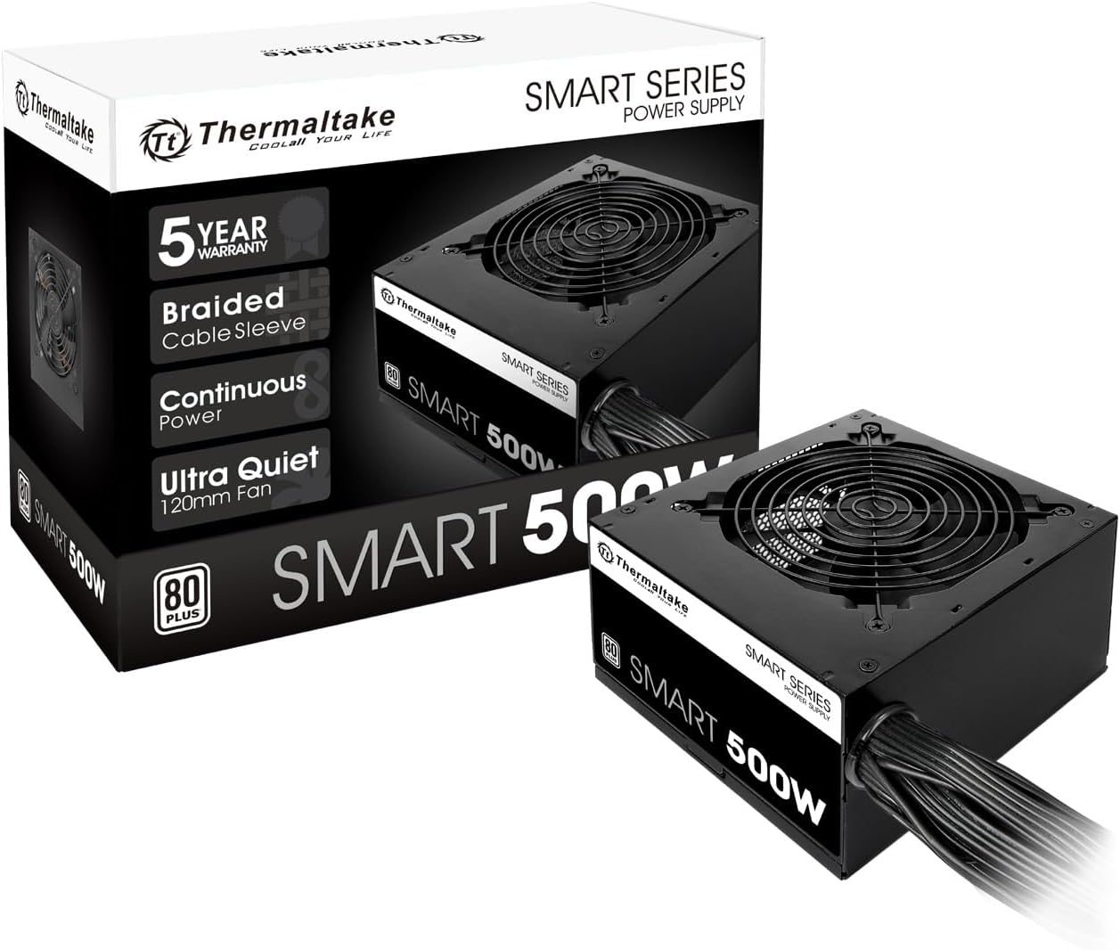 Thermaltake Smart 500W 80+ White Power Supply | 120mm Quiet Fan