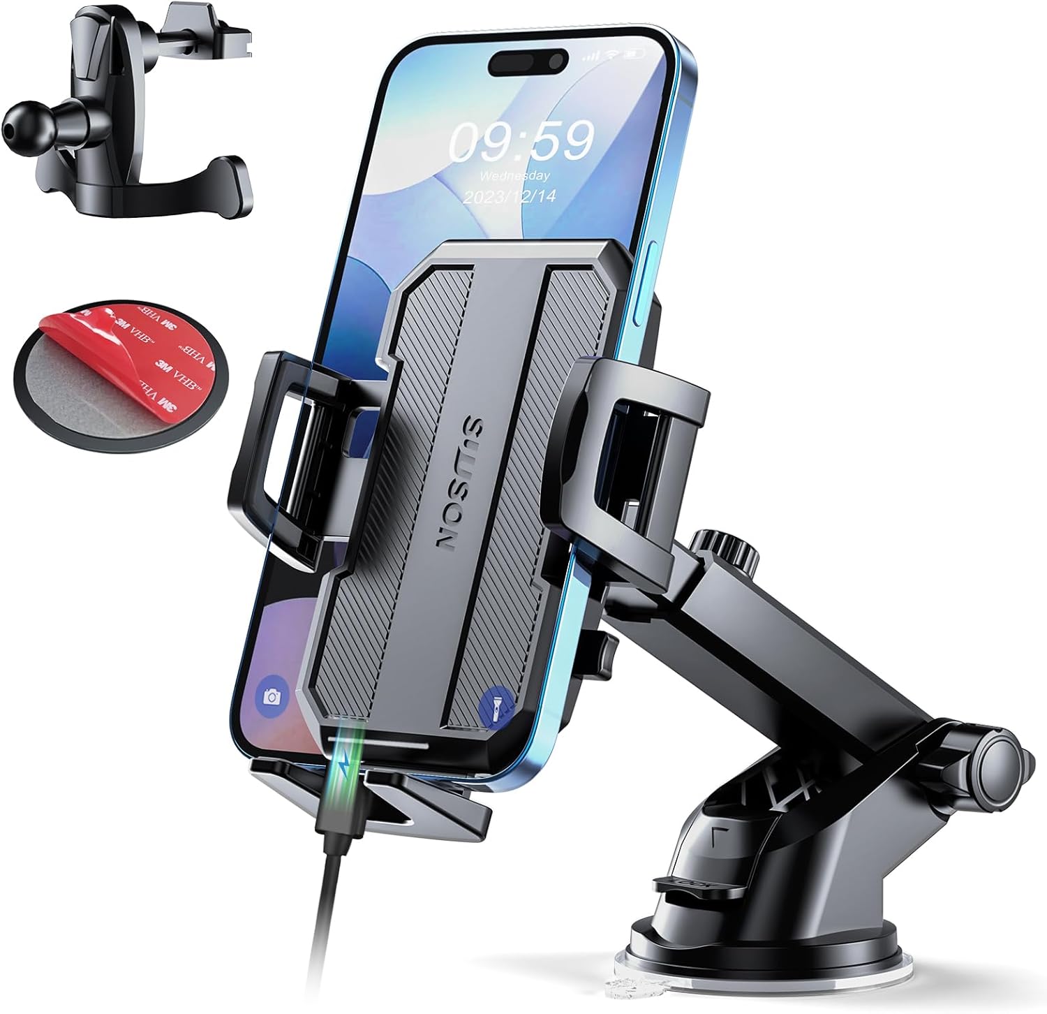 Upgraded 3-in-1 Car Phone Holder Mount with Powerful Suction for Dashboard, Vent, Windshield - Universal for iPhone & Android (Black)
upgraded-3-in-1-car-phone-holder-mount-powerful