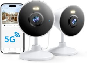 5G & 2.4G WiFi Security Camera 2 Pack, Indoor Outdoor Camera with Spotlight & Color Night Vision, 2