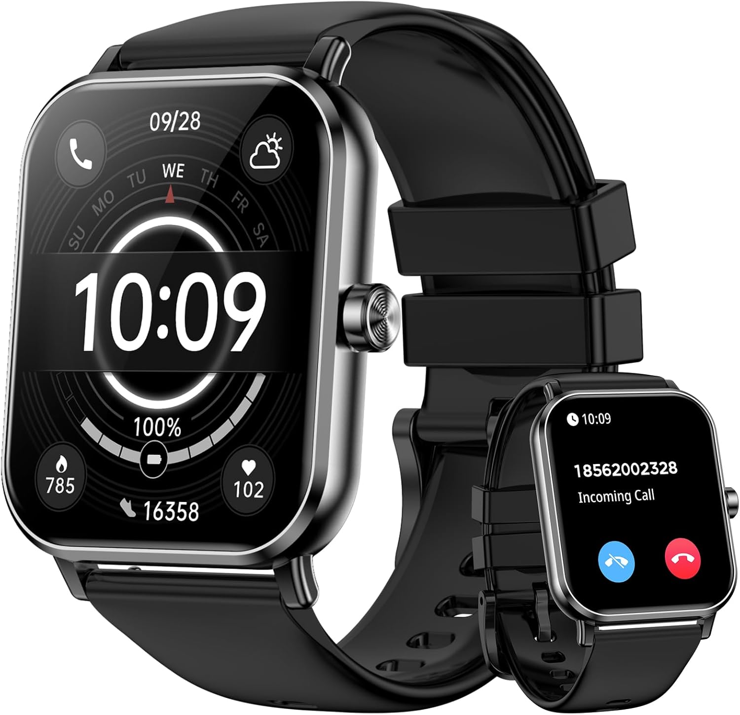 Smart Watch for Men and Women with Bluetooth Calling, 1.85" HD Display, IP68 Waterproof Fitness Tracker
