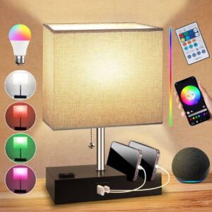 Smart RGB Dimmable Table Lamp with Alexa App Remote Control, Charging Ports Outlet & Phone Stand, Music Sync Bedside Lamp
smart-rgb-dimmable-table-lamp-alexa-app-remote-charging-ports-outlet-phone-stand-music