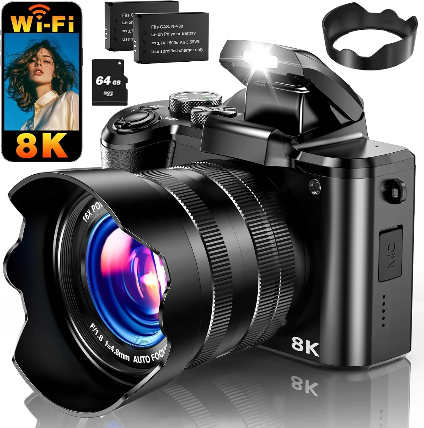 Best 8K WiFi Vlogging Camera with 16X Zoom & Touchscreen