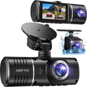 Dash Cam 3 Channel Front Rear Inside 1080P with Night Vision HDR 24H Parking Loop Recording G