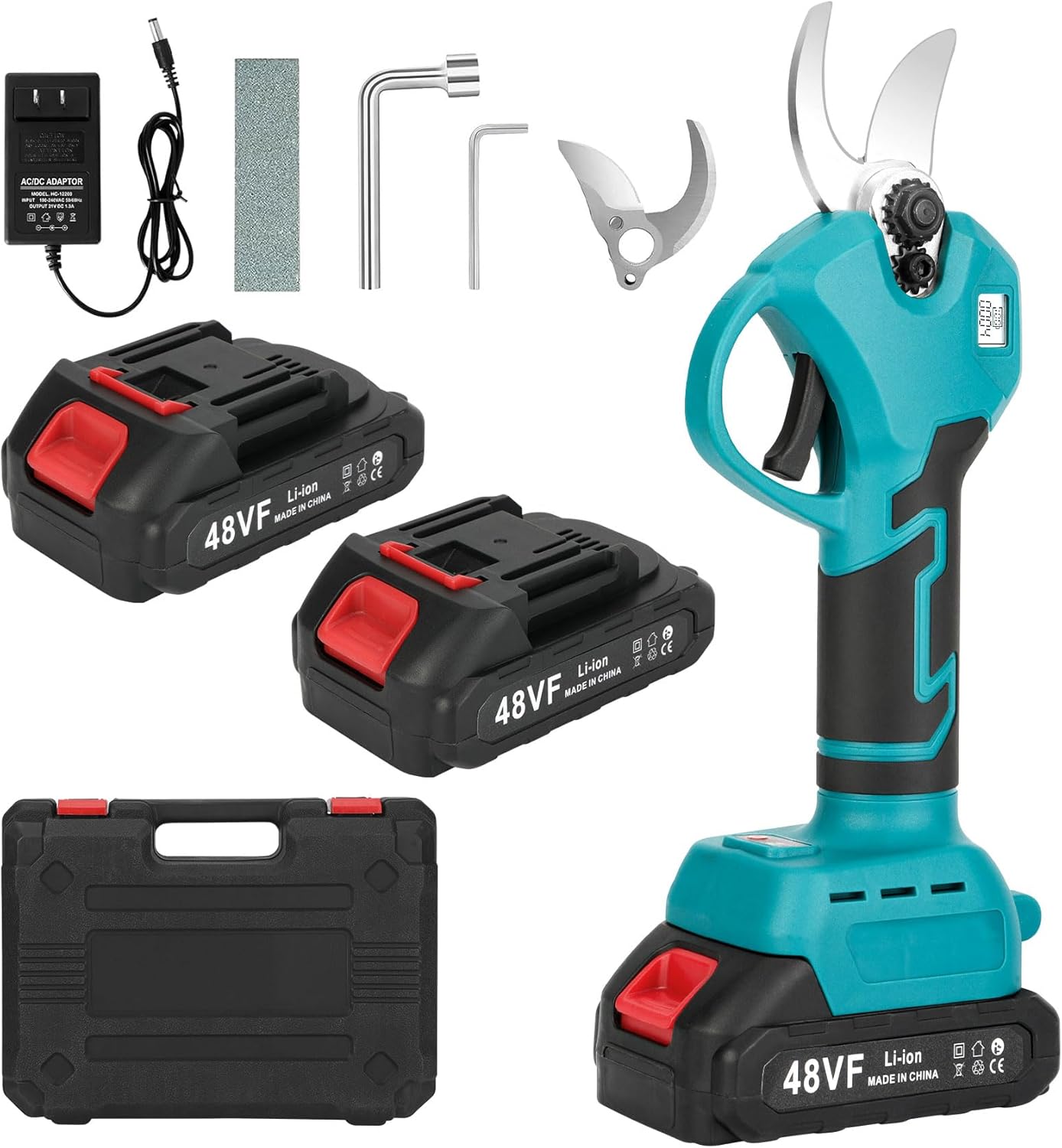 Cordless Electric Pruning Shears, 48V with 2 Batteries & 1.6" Cutting Diameter for Tree Trimming